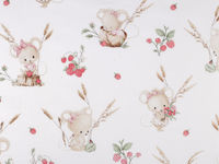 Premium White Cotton Flannel Fabric – Soft Brushed Cloth with Mouse Motif