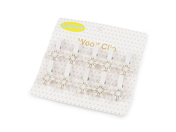 Christmas Wooden Pegs with Glitter Snowflakes