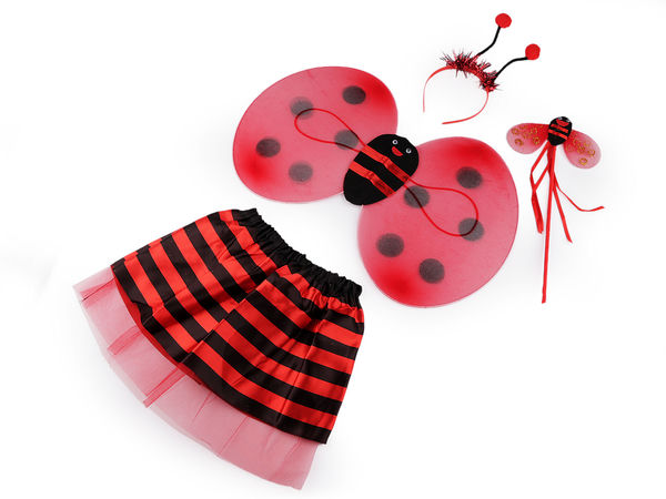 Kids' Dress-Up Costume Set with Wings, Tulle Skirt, Headband, and Wand - Ladybug & Bumble Bee Themes for Carnivals, Birthdays, and Play