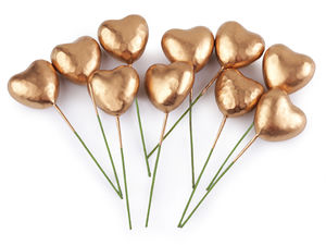 Decorative Heart Wire Picks for Floral Arrangements, Wreaths, and Weddings - Premium Craft and Event Decor Accents