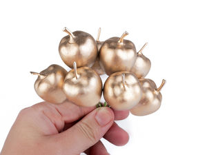 Decorative Metallic Artificial Apples on Flexible Wire for Crafts and Festive Decor