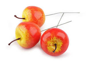 Decorative Artificial Apples on Flexible Wire Stems for Crafts and Floral Arrangements