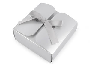 Metallic Heart Ribbon Gift Box - Premium Folding Favor Box for Small Gifts and Crafts