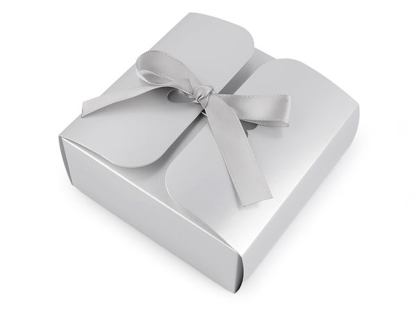 Metallic Heart Ribbon Gift Box - Premium Folding Favor Box for Small Gifts and Crafts