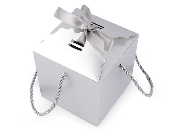 Premium Metallic Gift Box with Satin Ribbon and Twisted Cord Handles