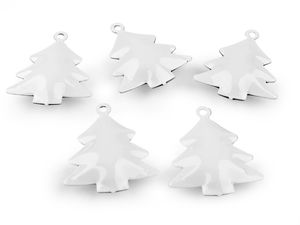 Decorative Metal Christmas Jingle Bells with Holiday Tree & Star Motifs