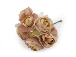 Elegant Artificial Mini Roses on Bendable Florist Wire - 6-Piece Craft Flower Bunch