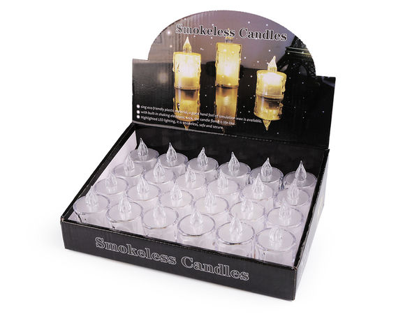 Transparent LED Flameless Candles with Steady Warm Glow - Battery Operated, Ø3.6 cm