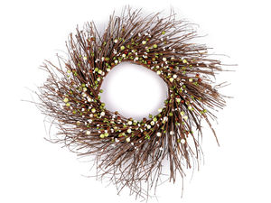 Premium All-Season Decorative Wreath (50 cm) - Mixed Natural and Artificial Twigs with Vibrant Berries