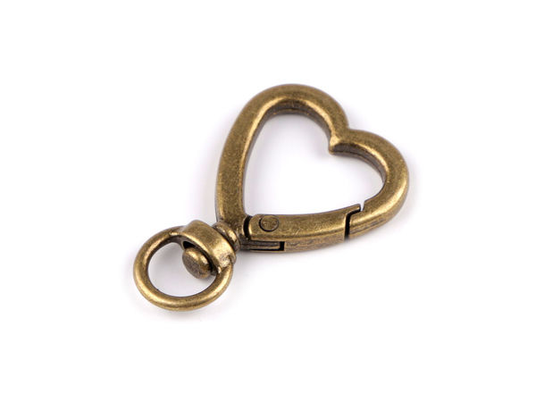 Heart-Shaped Metal Swivel Carabiner Snap Hook - Fits 10mm Strap, Elegant Handbag Hardware & Keychain Attachment