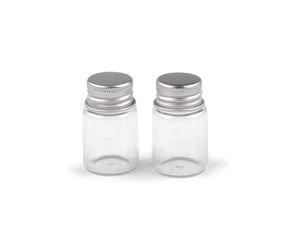 Clear Mini Glass Bottles with Metal Screw Cap, 10 ml (25x42 mm) – Multi-Purpose Storage Jar for Crafts, Cosmetics & Travel