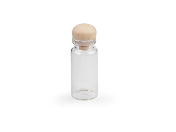 Clear Glass Storage Vials with Airtight Wooden Cap & Leakproof Silicone Seal