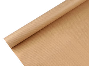 Premium Glossy Ribbed Kraft Wrapping Paper Roll (0.78 x 2m) - Natural Brown Rustic Eco-Friendly Gift Wrap for Crafting & Floristry