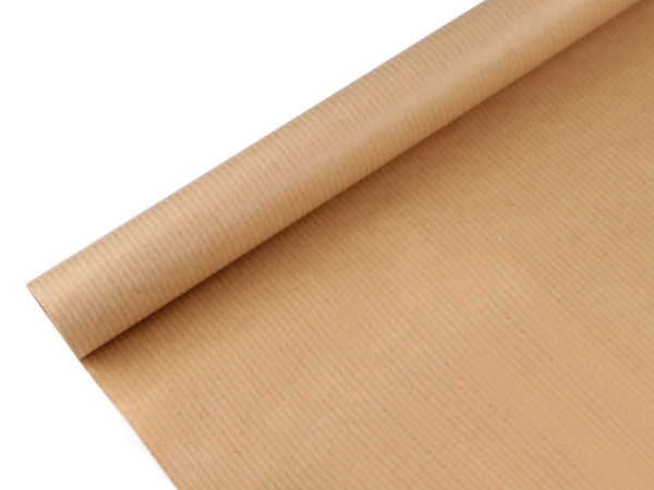 Premium Glossy Ribbed Kraft Wrapping Paper Roll (0.78 x 2m) - Natural Brown Rustic Eco-Friendly Gift Wrap for Crafting & Floristry