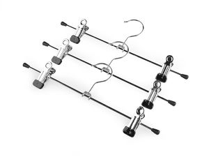 Premium Metal Display Hanger with Adjustable Rubber-Coated Clips - Heavy-Duty Merchandising Hanger for Pants, Scarves, and Accessories