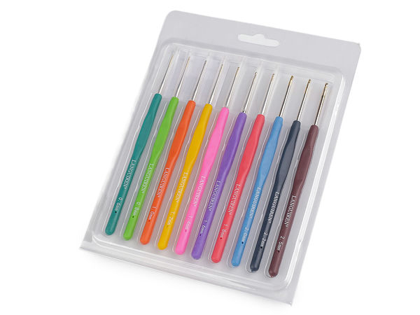 Premium Ergonomic Crochet Hook Set - 10-Piece Set with Soft Silicone Handles and Golden Tips