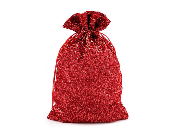 Premium Red Lurex Gift Bag (20x30 cm) – Elegant Drawstring Pouch with Satin Cords for Weddings, Birthdays, and Holidays