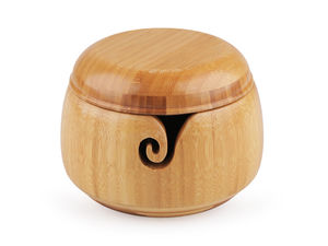 Premium Bamboo Yarn Bowl with Removable Lid – Sturdy Yarn Holder for Knitting and Crochet