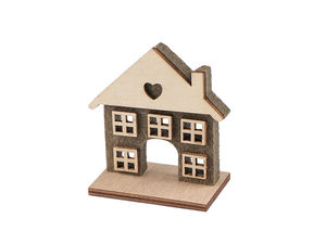 Charming Wooden and Felt Decorative Miniature House - Rustic Tabletop Ornament for Window Sill, Mantel, and Seasonal Shelf Display