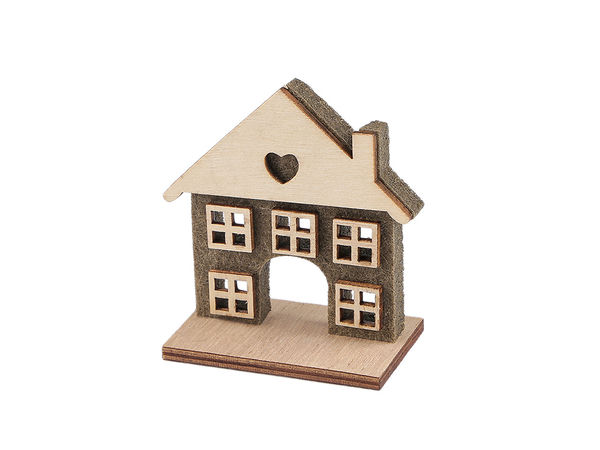 Charming Wooden and Felt Decorative Miniature House - Rustic Tabletop Ornament for Window Sill, Mantel, and Seasonal Shelf Display