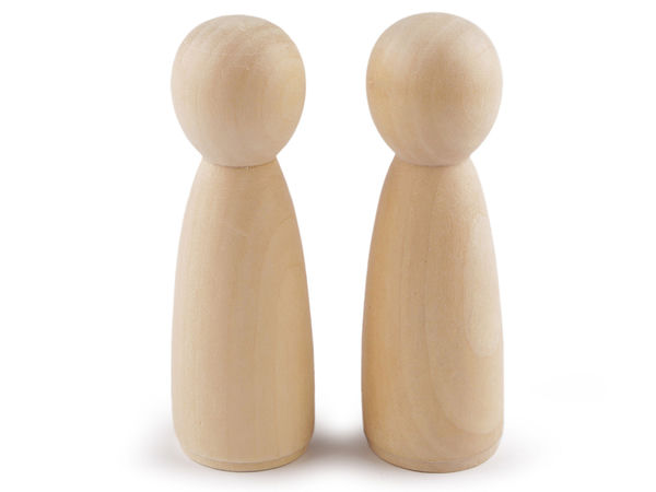 Large Unfinished Wooden Figurine for DIY Crafts, 39x120mm - Natural Light Peg Doll for Painting, Decorating, and Custom Family Portraits