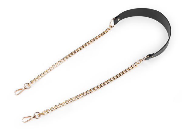 Premium Handbag Handle with Elegant Chain Accents and Carabiner Clasps, 4cm Wide Replacement Strap