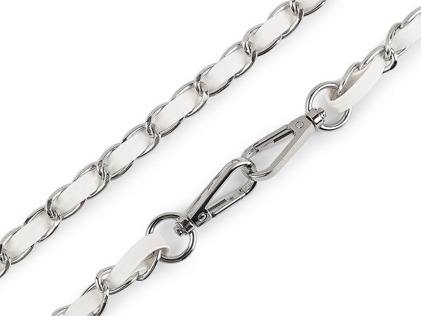Intertwined Faux Leather & Metal Chain Bag Strap with Carabiners (2cm) - Premium Replacement Handle for Handbags, Purses, and Mobile Phone Cases