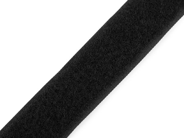 Premium Hook and Loop Fastener Loop Tape - Plush Side Only, 25mm Width - Black