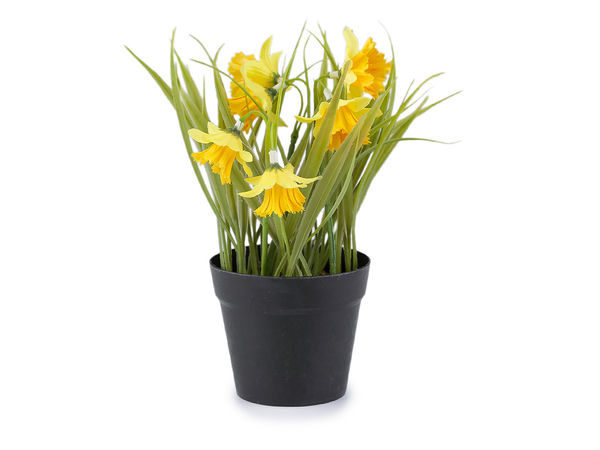 Vibrant Yellow Artificial Daffodils in Decorative Flower Pot | Realistic Spring & Easter Faux Potted Plant