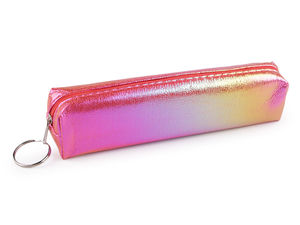 Multi-Purpose Holographic Pencil Case and Cosmetic Pouch with Secure Zipper & Attachment Ring (18x4 cm)