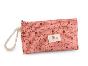 Floral Corduroy Accessory Pouch - Versatile Travel Case & Cosmetic Organizer (18.5 x 10 cm)