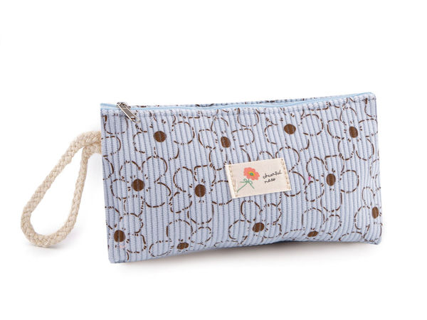 Floral Corduroy Accessory Pouch - Versatile Travel Case & Cosmetic Organizer (18.5 x 10 cm)