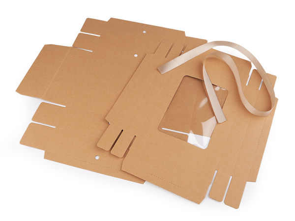 Premium Kraft Paper Gift Box with Clear Window and Elegant Taffeta Ribbon - Natural Brown