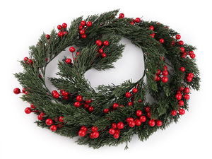 Artificial Christmas Berry Garland - Flexible Festive Holiday Foliage & Wreath Decoration