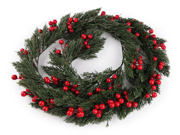 Artificial Christmas Berry Garland - Flexible Festive Holiday Foliage & Wreath Decoration