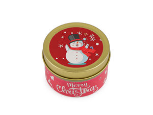 Christmas Scented Candle in Tin, 60g – Festive Santa & Snowman Designs