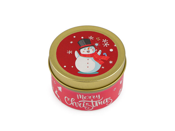Christmas Scented Candle in Tin, 60g – Festive Santa & Snowman Designs