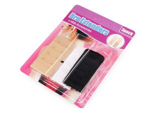 Non-Elastic Bra Extender Set (3 Pieces) - Double and Triple Row Hook and Eye Fastening Band Extensions (38mm / 55mm)