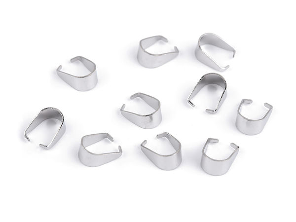 Premium Stainless Steel Pinch Bails - Platinum Snap Bail Hook Pendant Clasps for Necklace and Jewelry Making