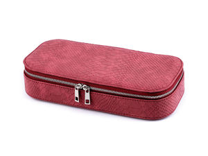Premium Snakeskin Eco-Leather Travel Jewelry Box with Mirror & Zipper Closure - Compact Portable Jewelry Organizer (11x24x5 cm)