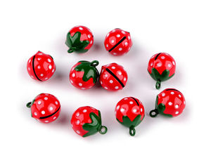 Strawberry Metal Jingle Bells, 17mm Red Craft Bells for Holiday Decor and Wreaths