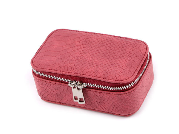 Premium Faux Snakeskin Travel Jewelry Organizer - Compact Zippered Case for Rings, Earrings, and Necklaces