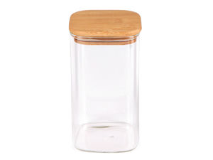 Premium Square Borosilicate Glass Storage Jar with Airtight Bamboo Lid