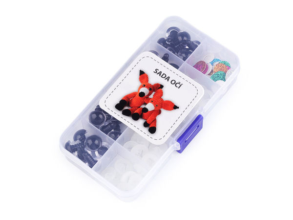 Premium Glitter Safety Eyes Kit with Backings & Organizer Box for DIY Doll Crafting, Crochet Toys, and Stuffed Animals - Assorted Colors
