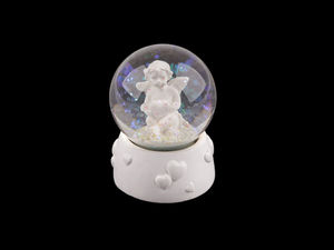 Miniature Angel Snow Globe & Decorative Paperweight (4.5 cm) - Elegant Desktop Figurine and Keepsake Gift