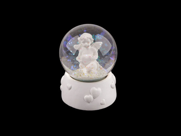 Miniature Angel Snow Globe & Decorative Paperweight (4.5 cm) - Elegant Desktop Figurine and Keepsake Gift