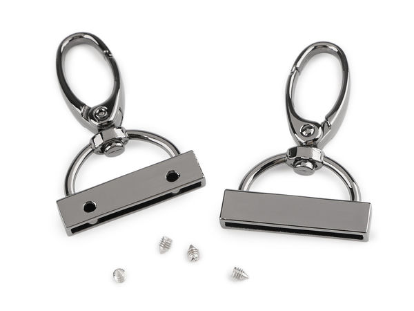 Premium Metal Swivel Carabiner Hook with 30mm Flat Strap Clamp End Cap