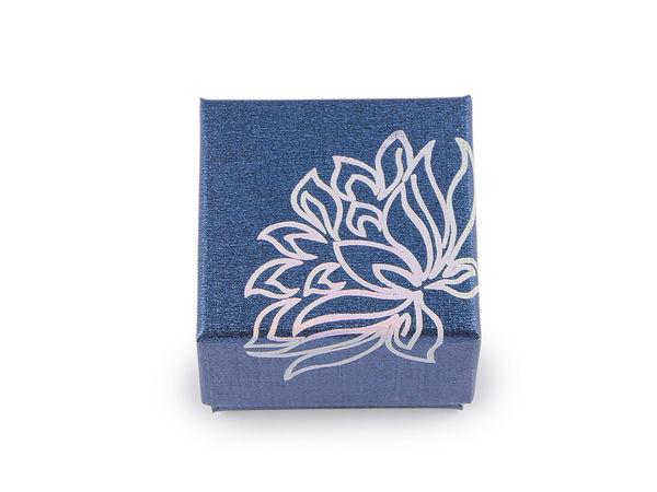 Elegant Floral-Embossed Jewelry Gift Box (5x5 cm) - Sturdy Pearlescent Presentation Box with Removable Foam Insert for Rings & Brooches