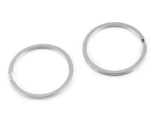 Premium Flat Nickel-Plated Key Ring - 35mm Outer Diameter Heavy-Duty Metal Split Ring for Crafts, Lanyards & Keychain Accessories