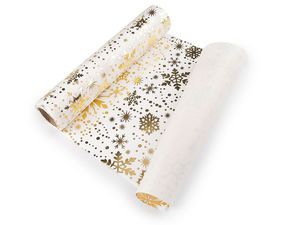 Metallic Snowflake Velvet Christmas Fabric Roll for Table Runners and DIY Holiday Decor (28cm Width)
